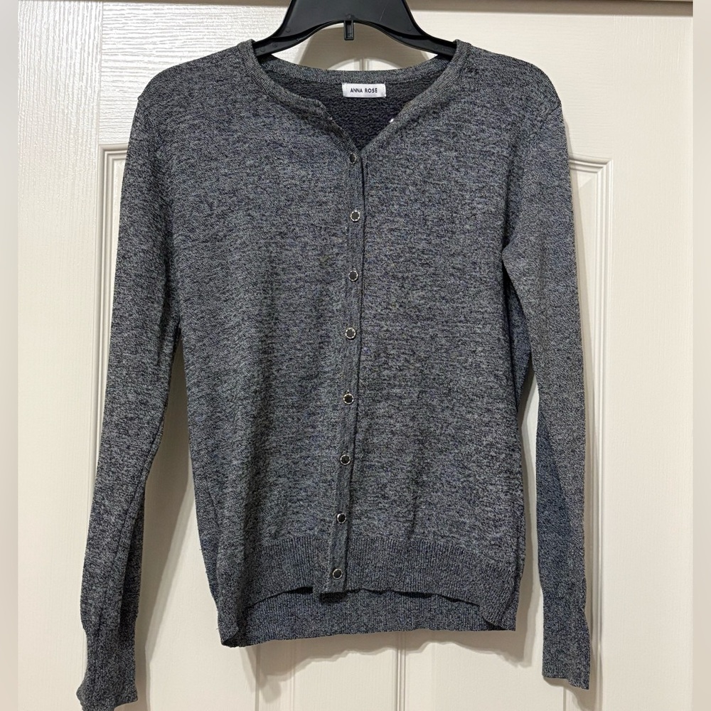 Elegant Gray Button-Up Cardigan